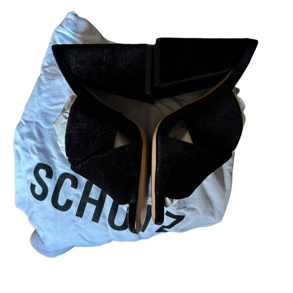 Schutz Callie Velvet Block Heel Sandals – Black Veludo – Women’s Size 5.5B - Picture 3 of 7